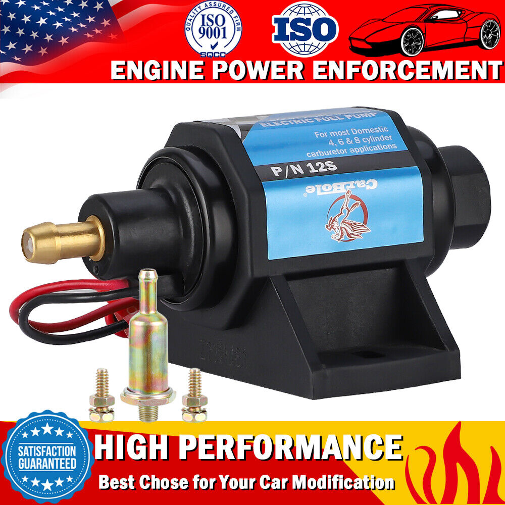 Universal 12s Micro Electric Gas Fuel Pump 35 GPH 4-7 psi External w/ Carburetor