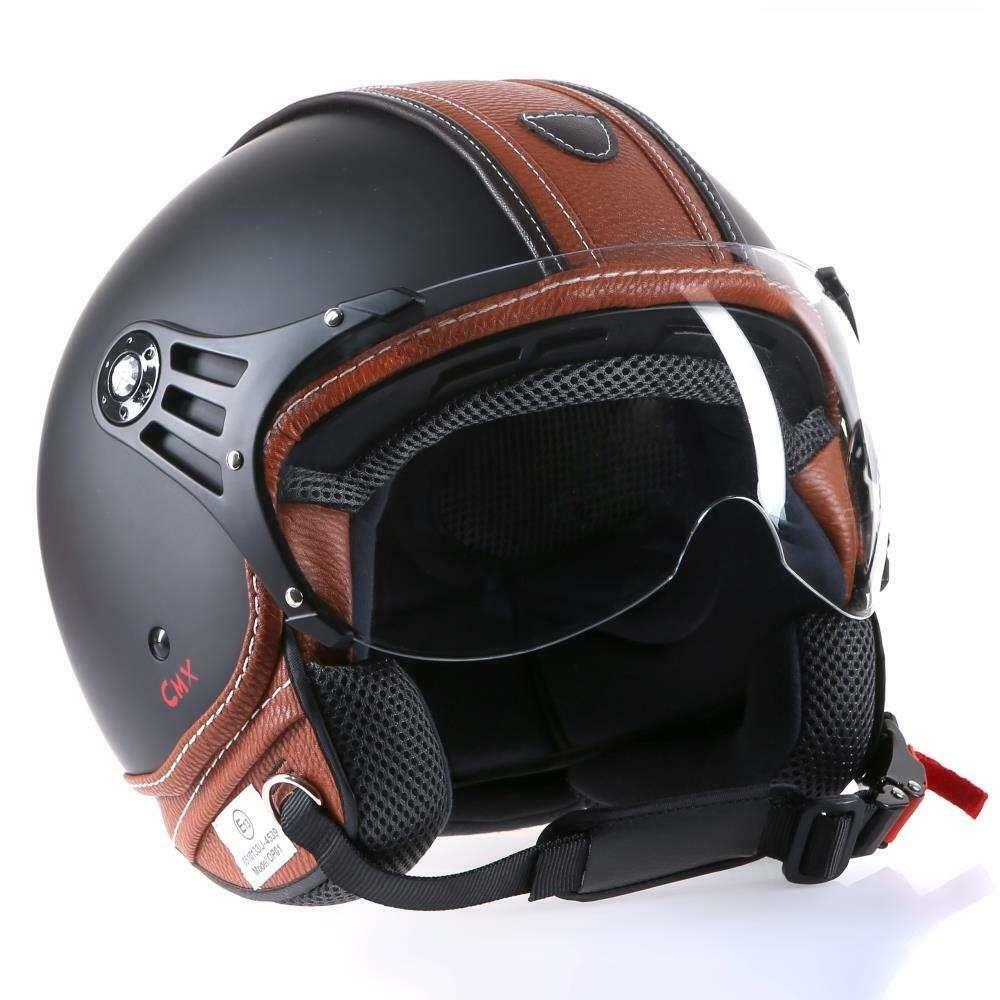 Jet helmet, motorcycle helmet, scooter helmet, matte black, leather new S, M, L, XL by CMX