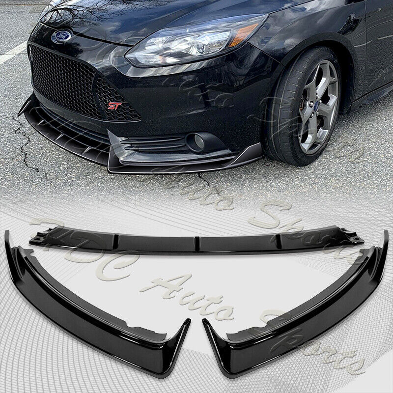 For 2012-2014 Ford Focus ST MK3 GT-Style Painted Black Front Bumper Spoiler Lip