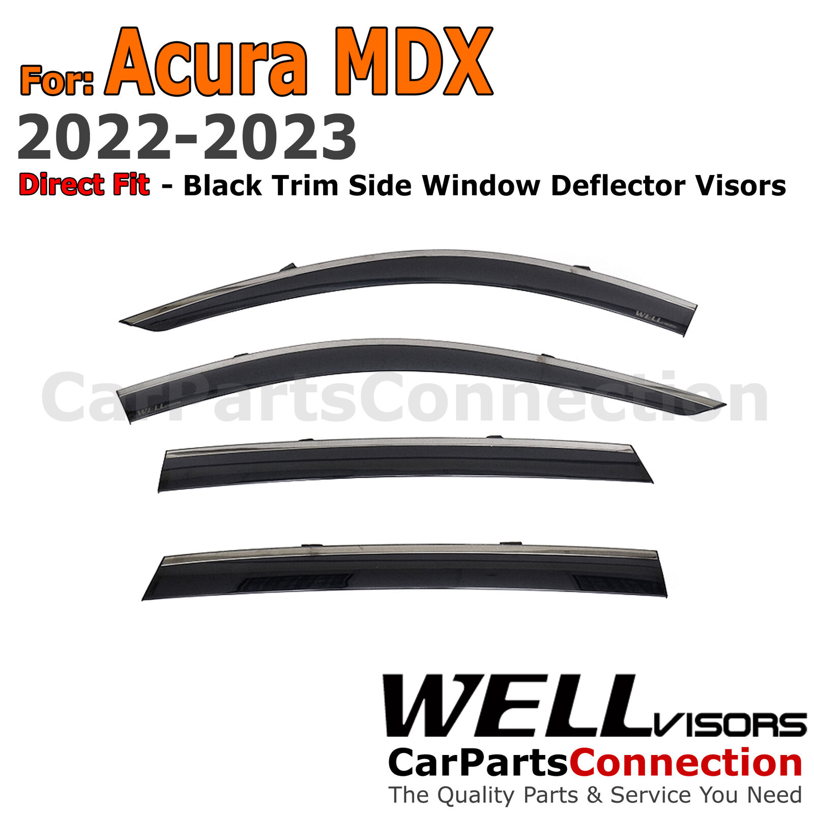 Wellvisors For 2022-2024 Acura MDX Window Visors Rain Guard Deflector Black Trim