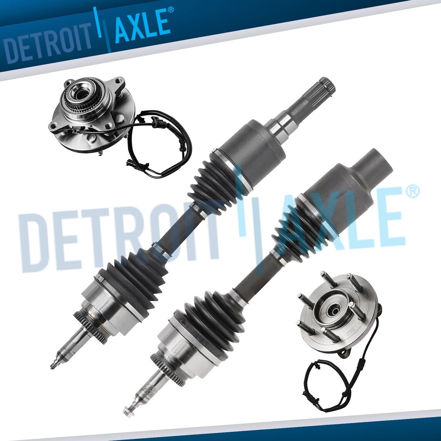 Front CV Axle Drive Shafts w/Front Wheel Hub & Bearings Set for Ford Lincoln 4WD