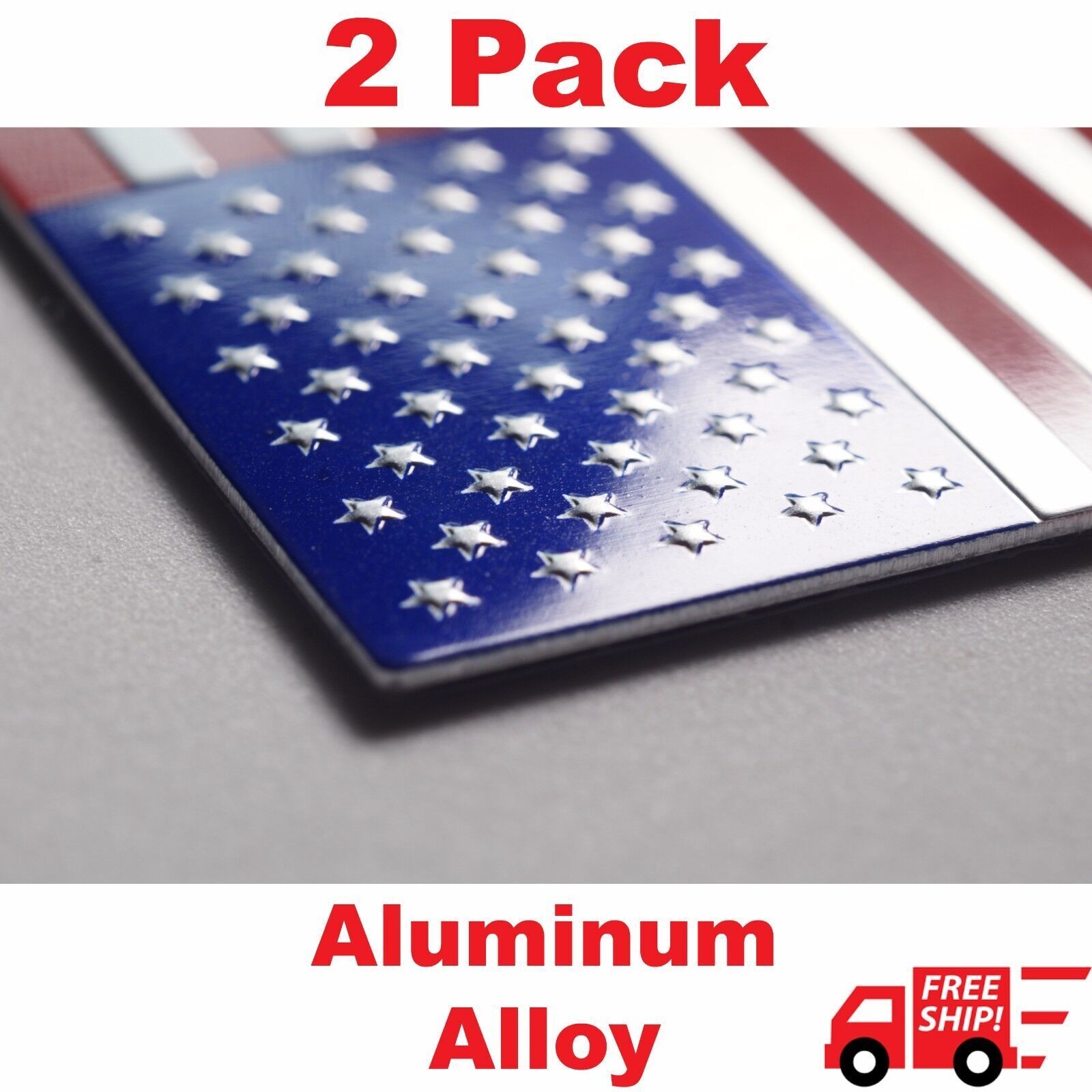 2Pack Aluminum US American Flag Sticker Decal Auto Car3D Emblem 5\