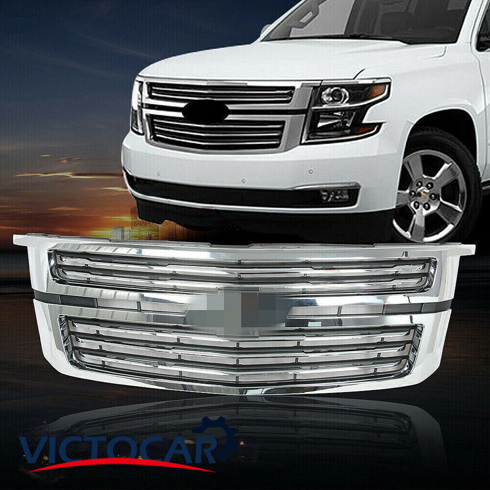 VICTOCAR Front Upper Grille Chrome Fit for 15-20 Chevy Tahoe/Suburban LTZ Style 