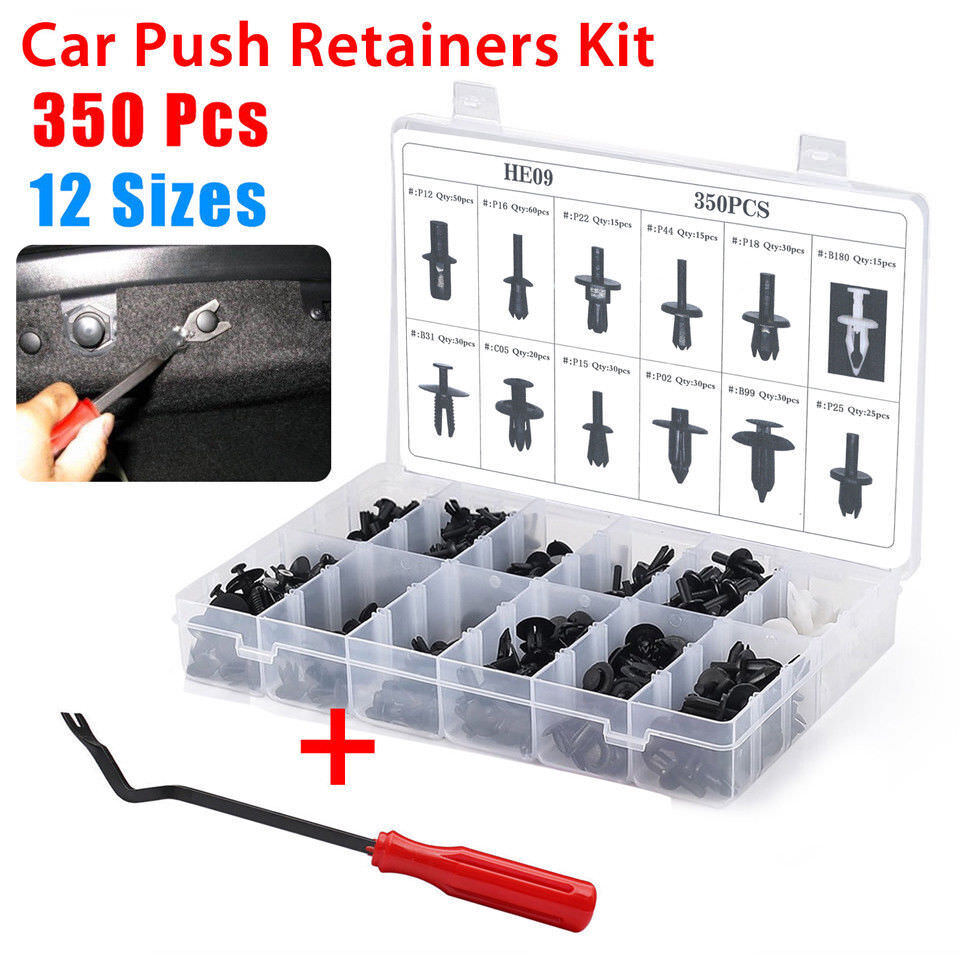 350pcs Auto Car Push Retainer Pin Rivet Trim Clip Panel Moulding Assortment+Tool
