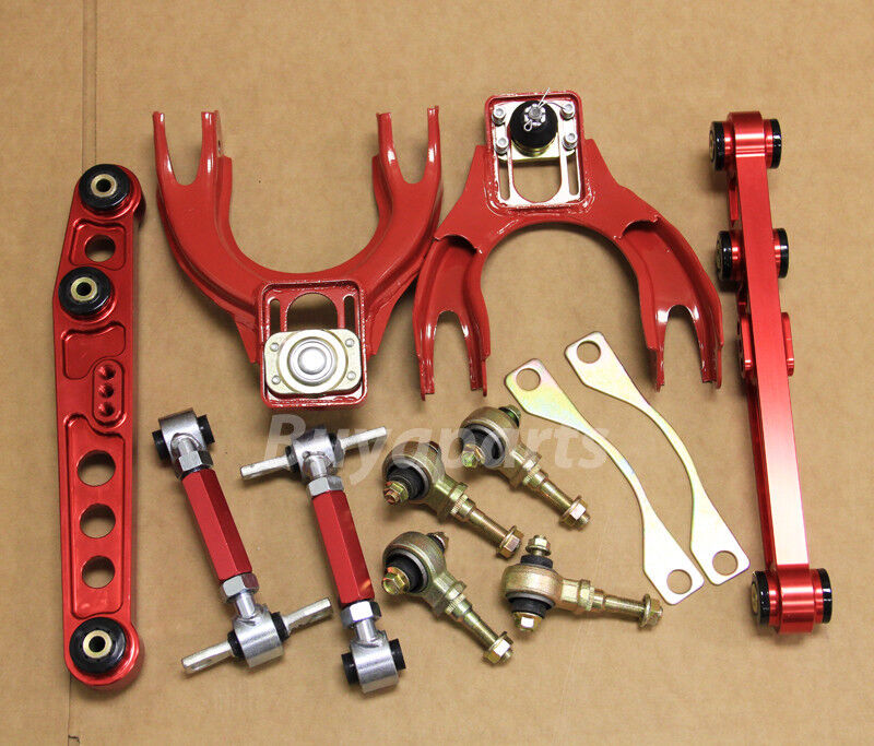 RED FRONT REAR UPPER LOWER CONTROL ARM CAMBER SUSPENSION KIT CIVIC 92-95 EG6 EG