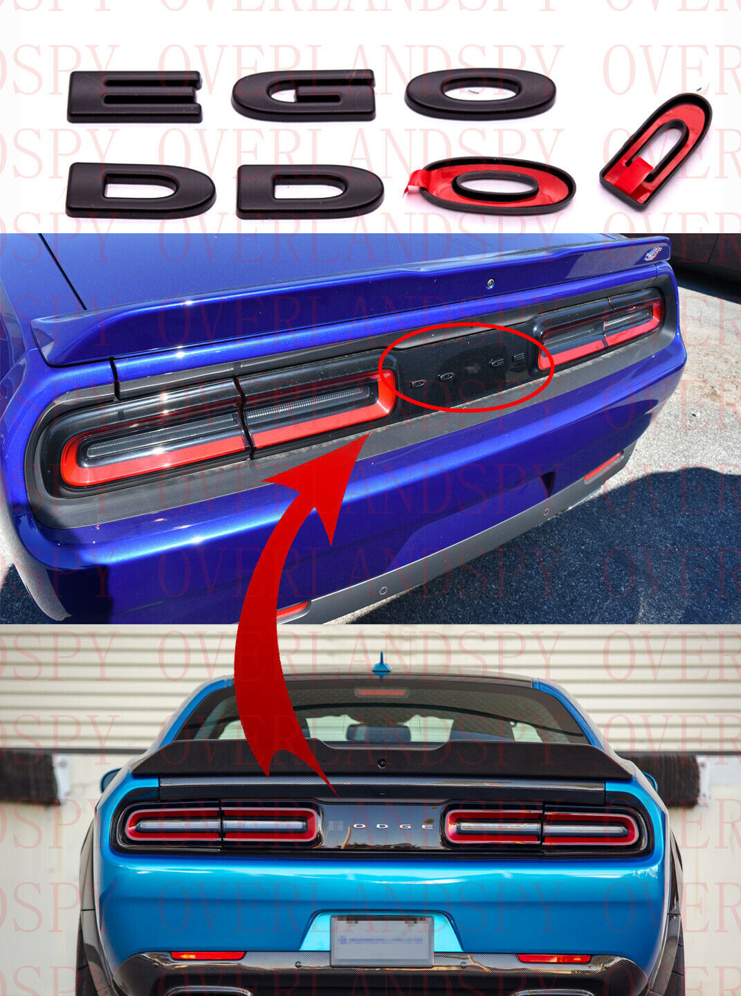 Matte Black Emblem Overlay Plastic Emblem Fit For 2015-2020 Dodge Challenger 