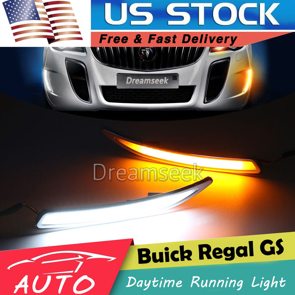DRL FOR BUICK REGAL GS 08-17 LED DAYTIME RUNNING LIGHT FOG LAMP W/ TURN SIGNAL