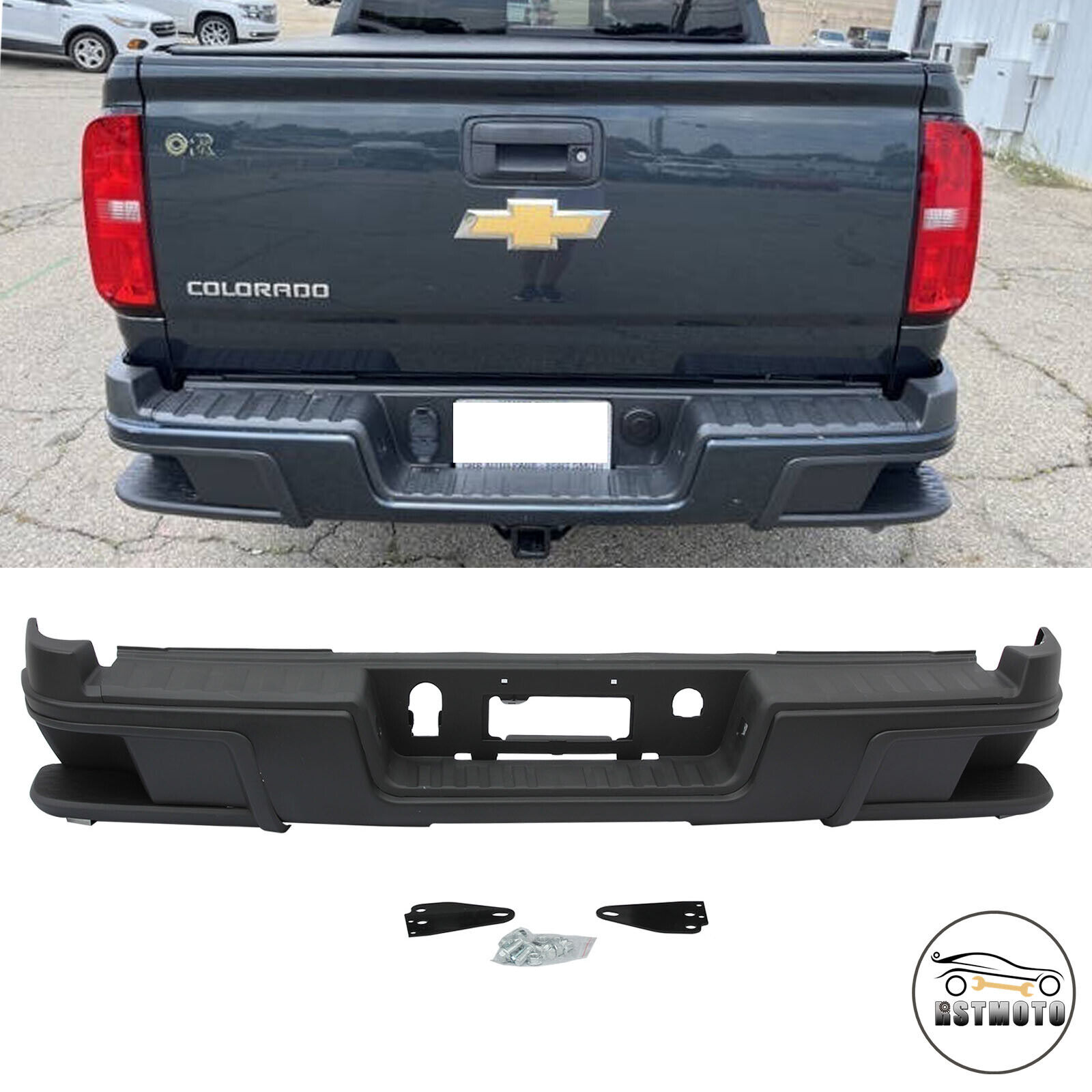 Powder-Coated Rear Step Bumper Assembly for 2015-2022 Chevy Colorado GMC Canyon