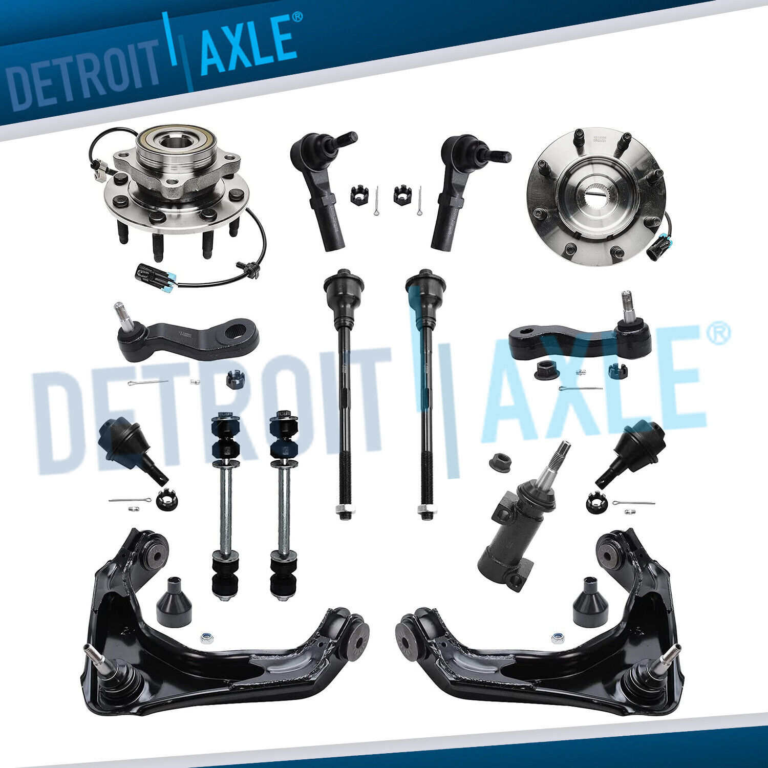 4WD Front Wheel Bearing Hub Control Arm Suspension Kit for GMC Sierra 2500 3500