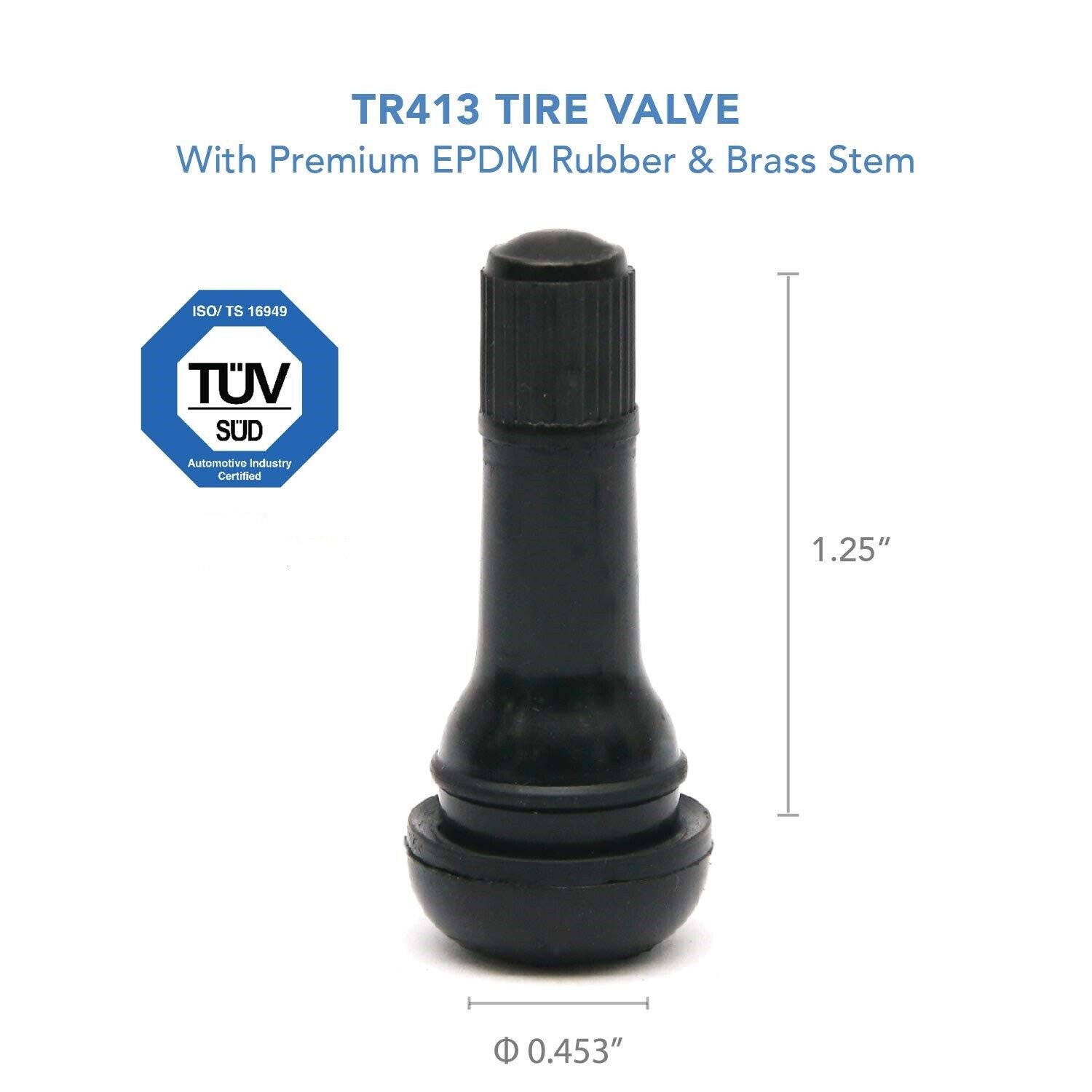 4 PC TR 413 Snap-In Black Rubber Tire Valve Stems Short Most Popular Valve