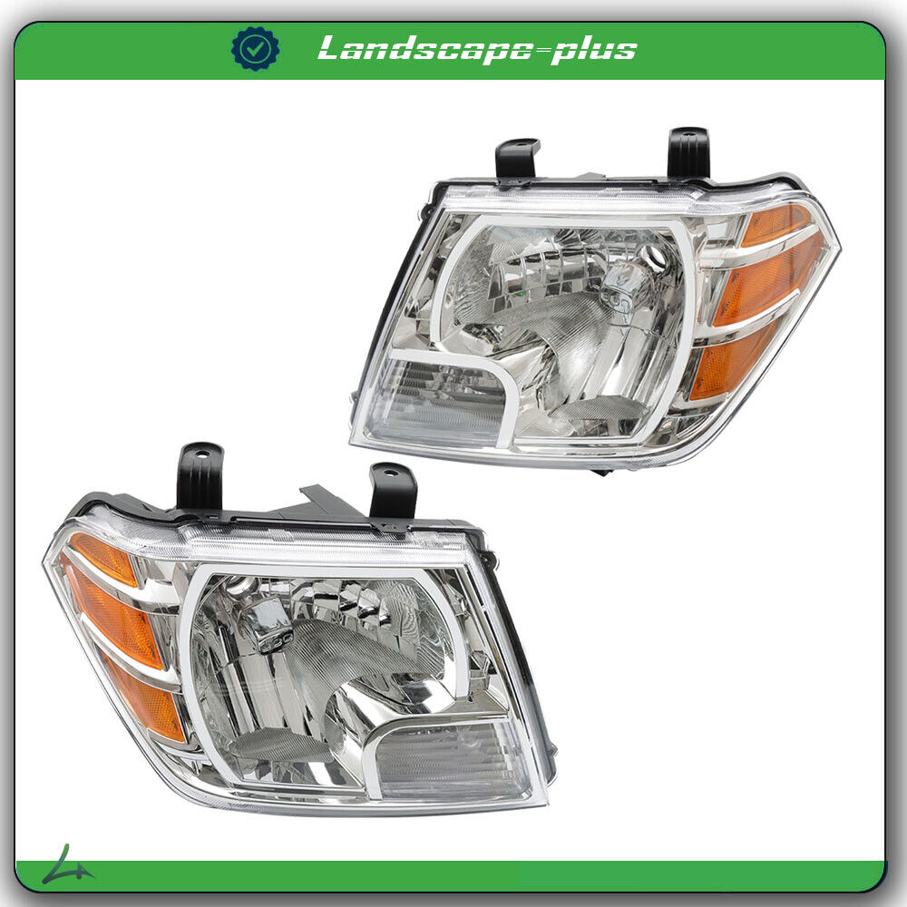For 2009-2020 Nissan Frontier Truck Chrome Clear Pair Headlight Assembly LH+RH