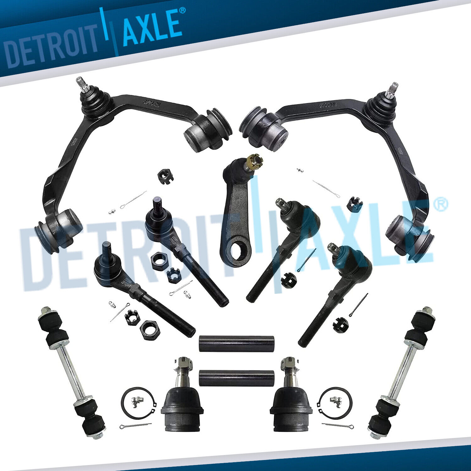 4WD Front Upper Control Arms Tie Rods Sway Bar for Ford F-150 F-250 Expedition