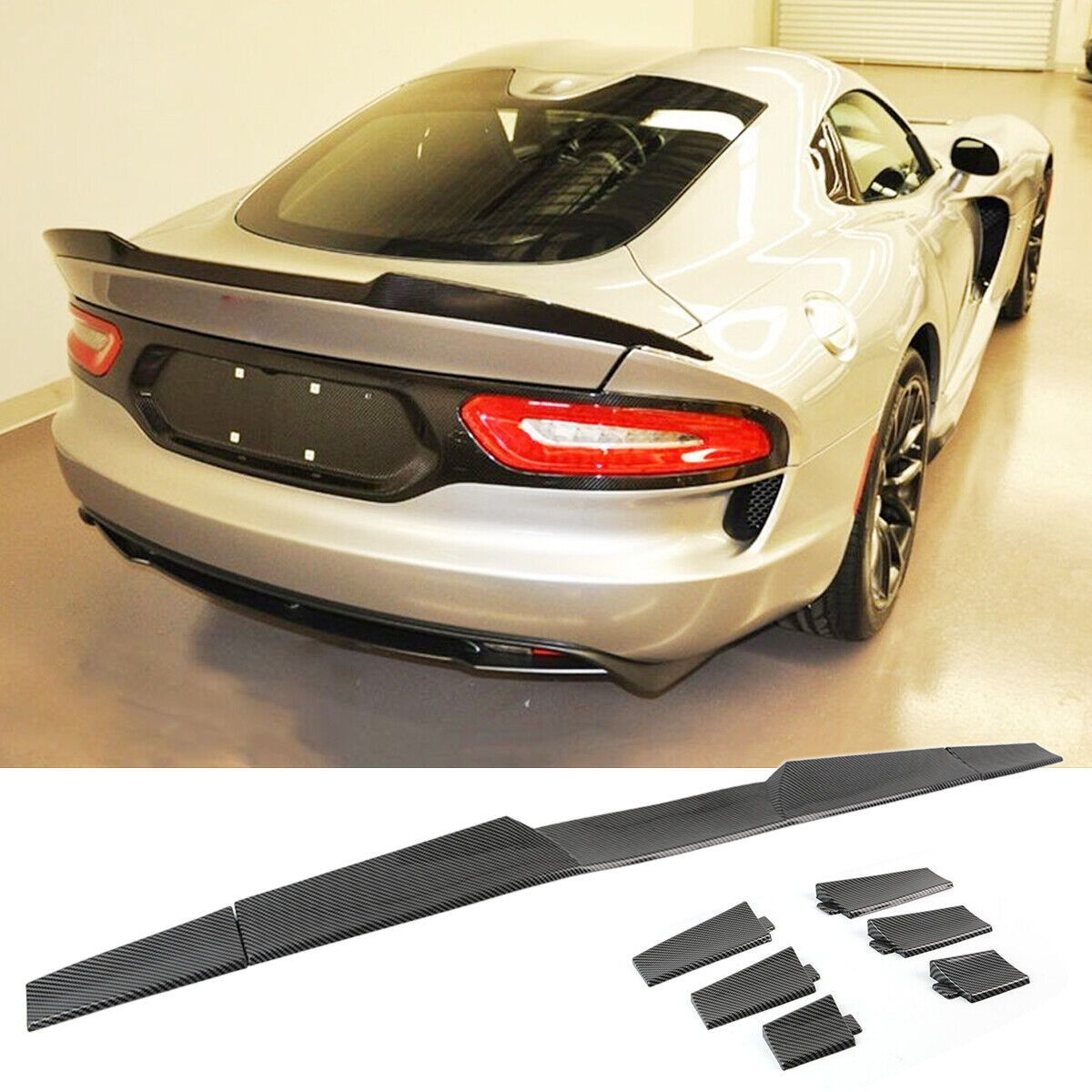 For Dodge Viper Challenger SRT R/T Carbon Look Rear Trunk Lip Roof Spoiler Wing