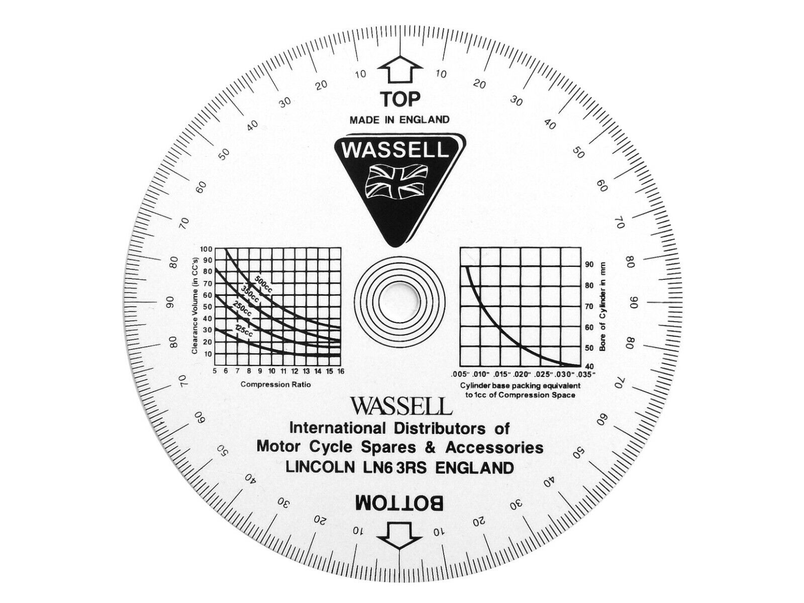 Wassell Degree Timing Disc / Disk Ariel AJS, Triumph Norton BSA Rudge Matchless