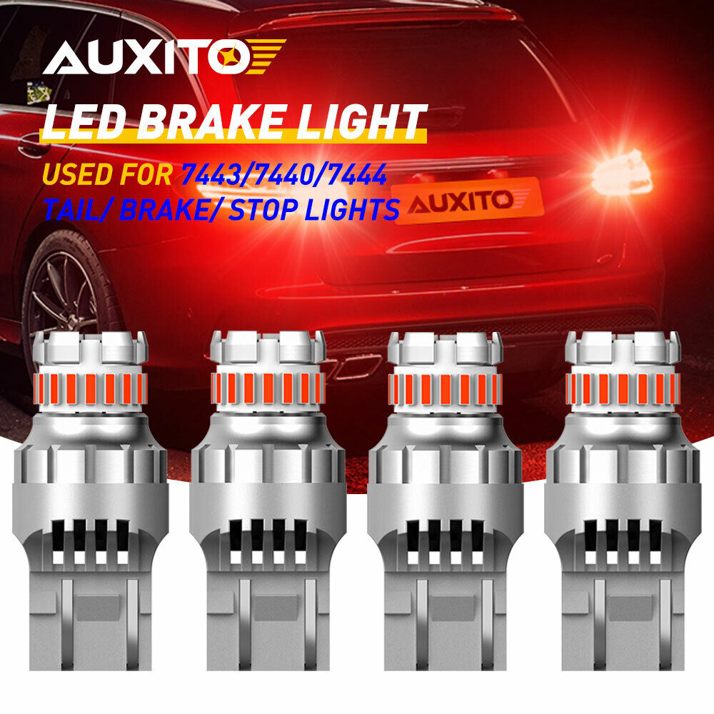 4x AUXITO 7443 7440 Brake Tail Stop Light Red Flash Strobe Blinking LED Bulbs US