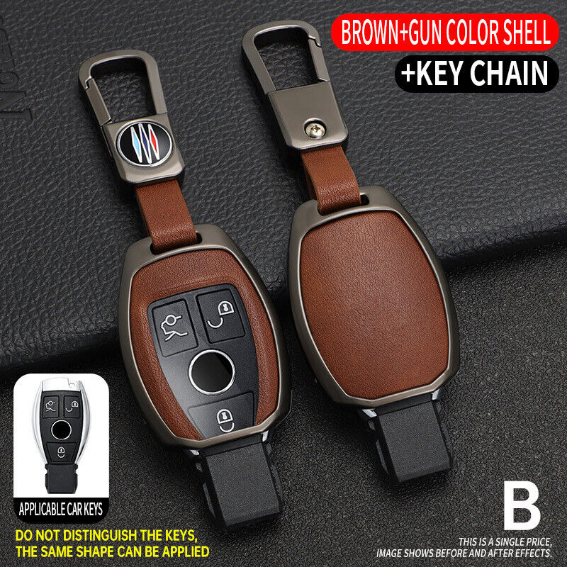 For Mercedes Benz Car Key Fob GLC CLS C E S Case Cover Class Zinc Alloy Leather