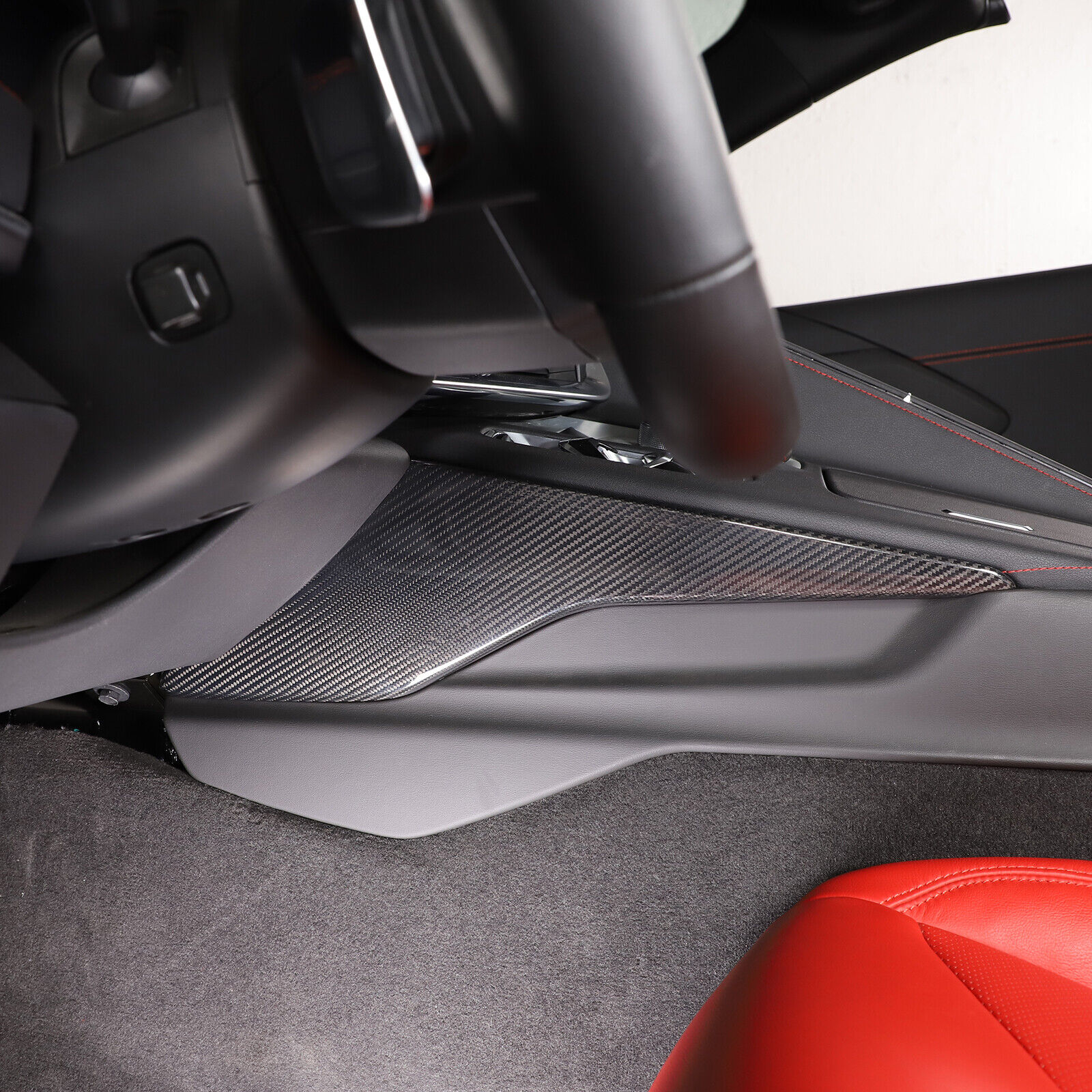 Real Dry Carbon fiber Console Gear Shift Side Trim Cover For Corvette C8 2020-24