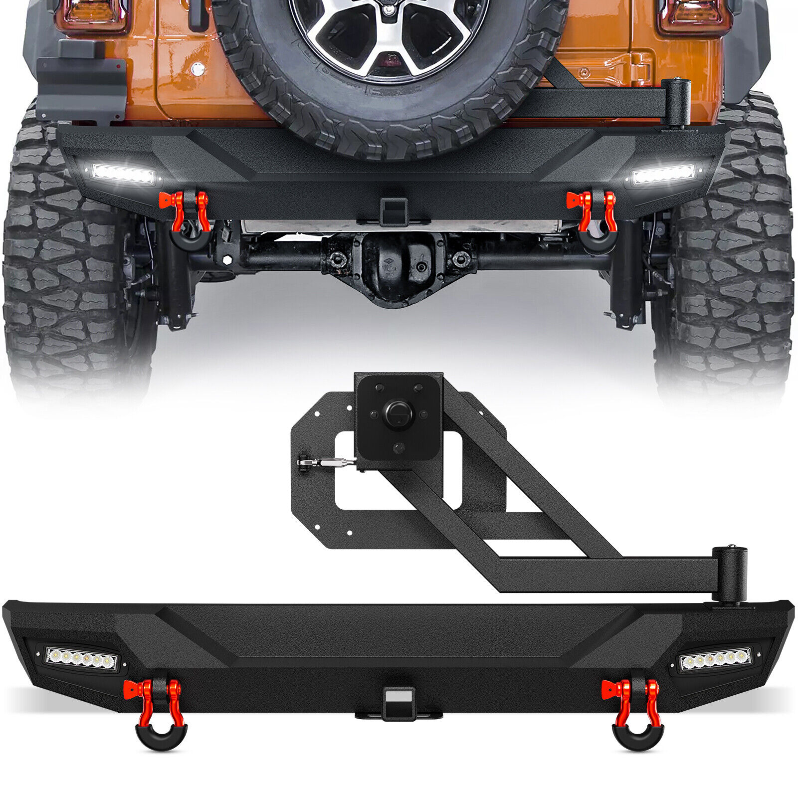 For 2018-2024 Jeep Wrangler JL JLU Unlimited Rear Bumper w/ Spare Tire Carrier