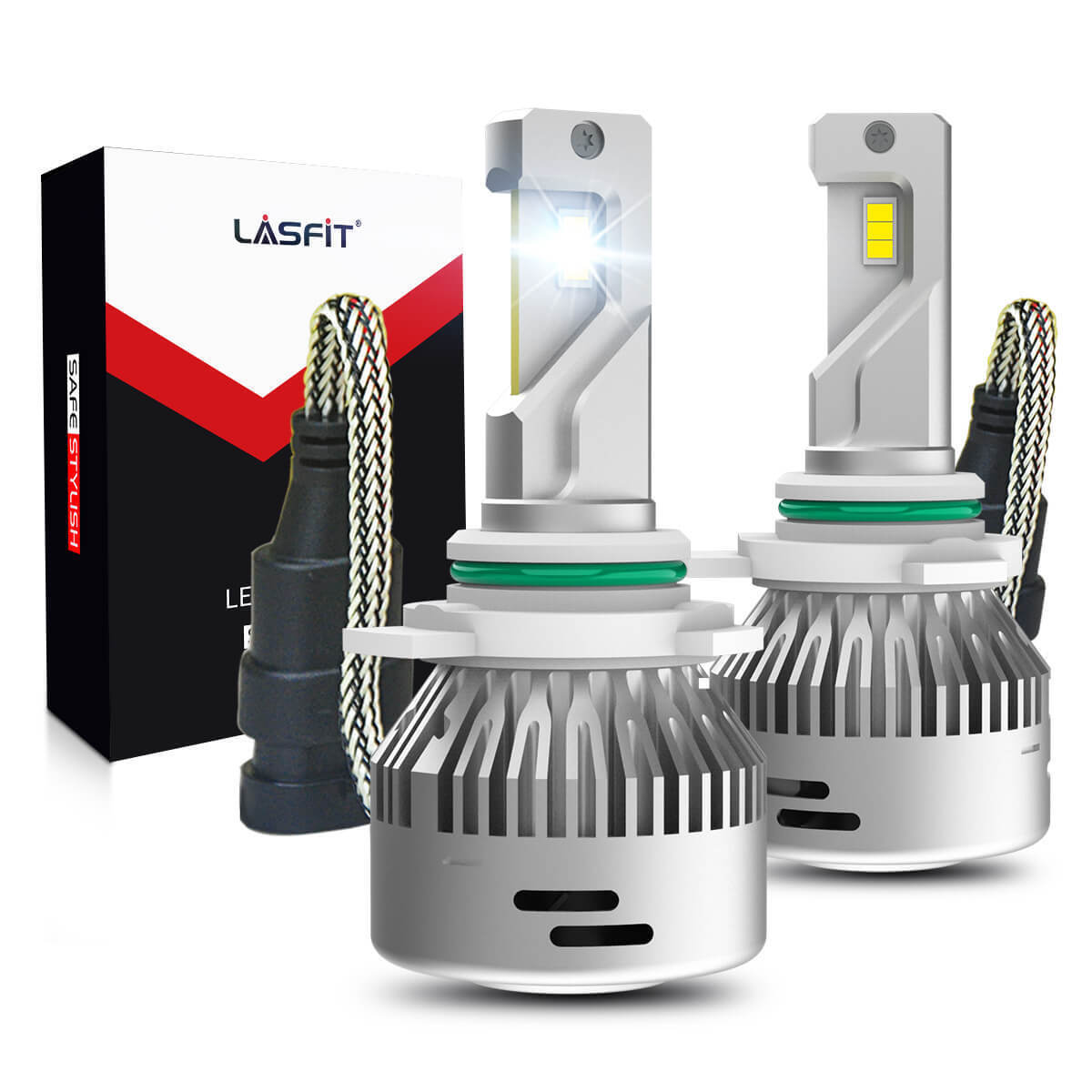 Lasfit 9012 HIR2 LED High Low Beam Headlights Bulbs 60W 6000K White Super Bright