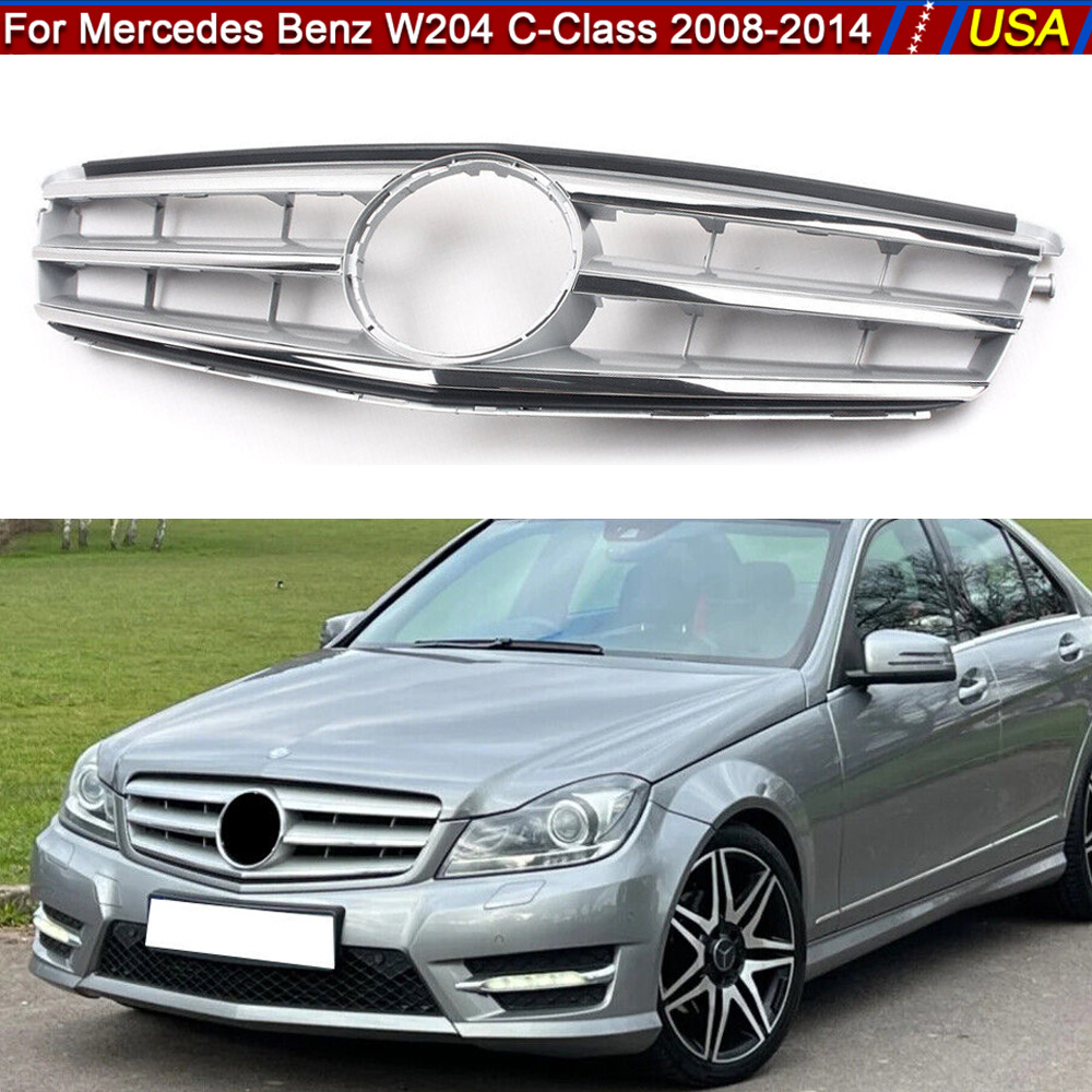 Chrome Grille For Mercedes Benz C Class W204 C180 C200 C250 C300 2008-2014 Grill