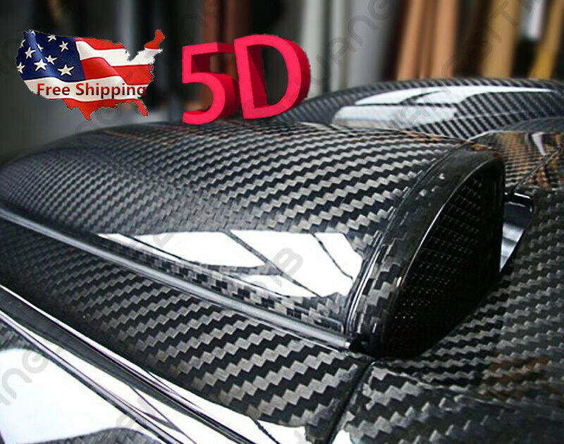 US Shiping 5D Ultra Gloss Glossy Carbon Fiber Vinyl Wrap Sticker Decal 30X152CM