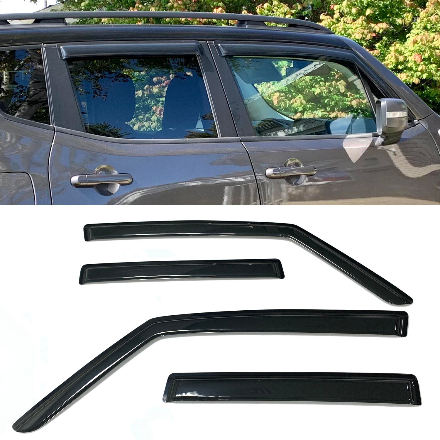 Fit for 2015-2022 Jeep Renegade Window Visors Sun Vent Rain Guard Shade Smoked
