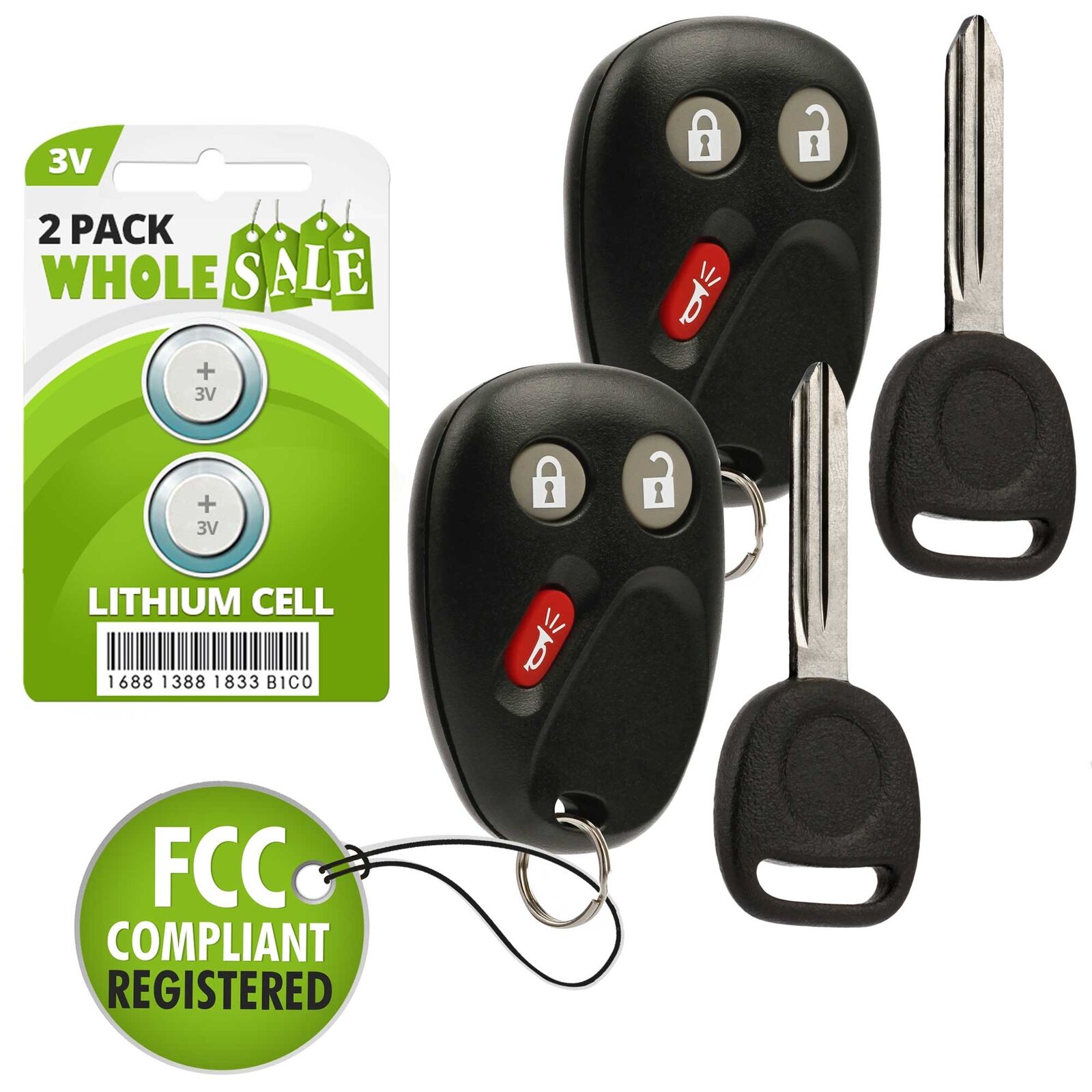2 Replacement For 2003 2004 2005 2006 Cadillac Escalade EXT ESV Key + Fob Remote
