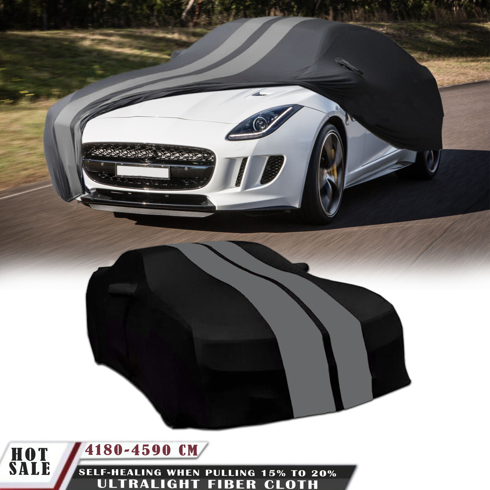 For Jaguar F-TYPE Grey Full Car Cover Satin Stretch Indoor Dust Proof A+