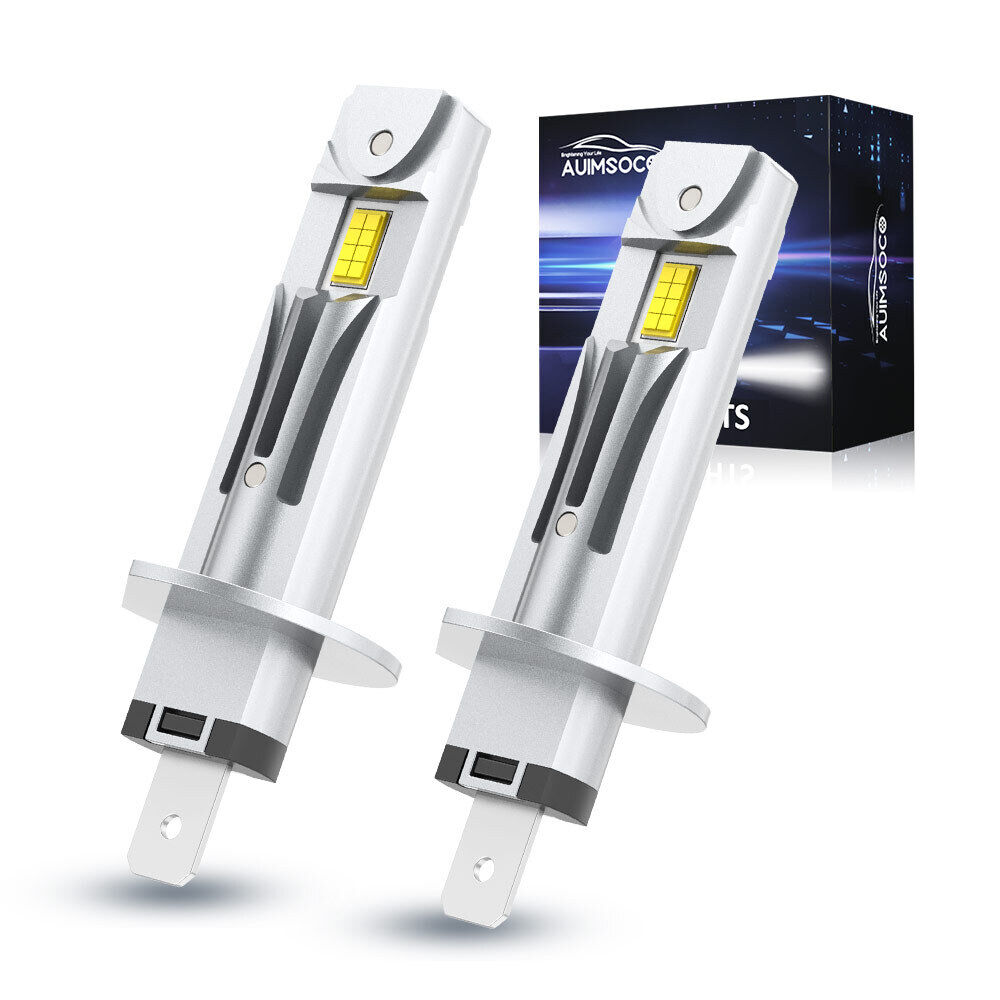 H1 LED Headlights Bulbs Kit White Super Bright Lamps 2Pcs High or Low Beam 6000K