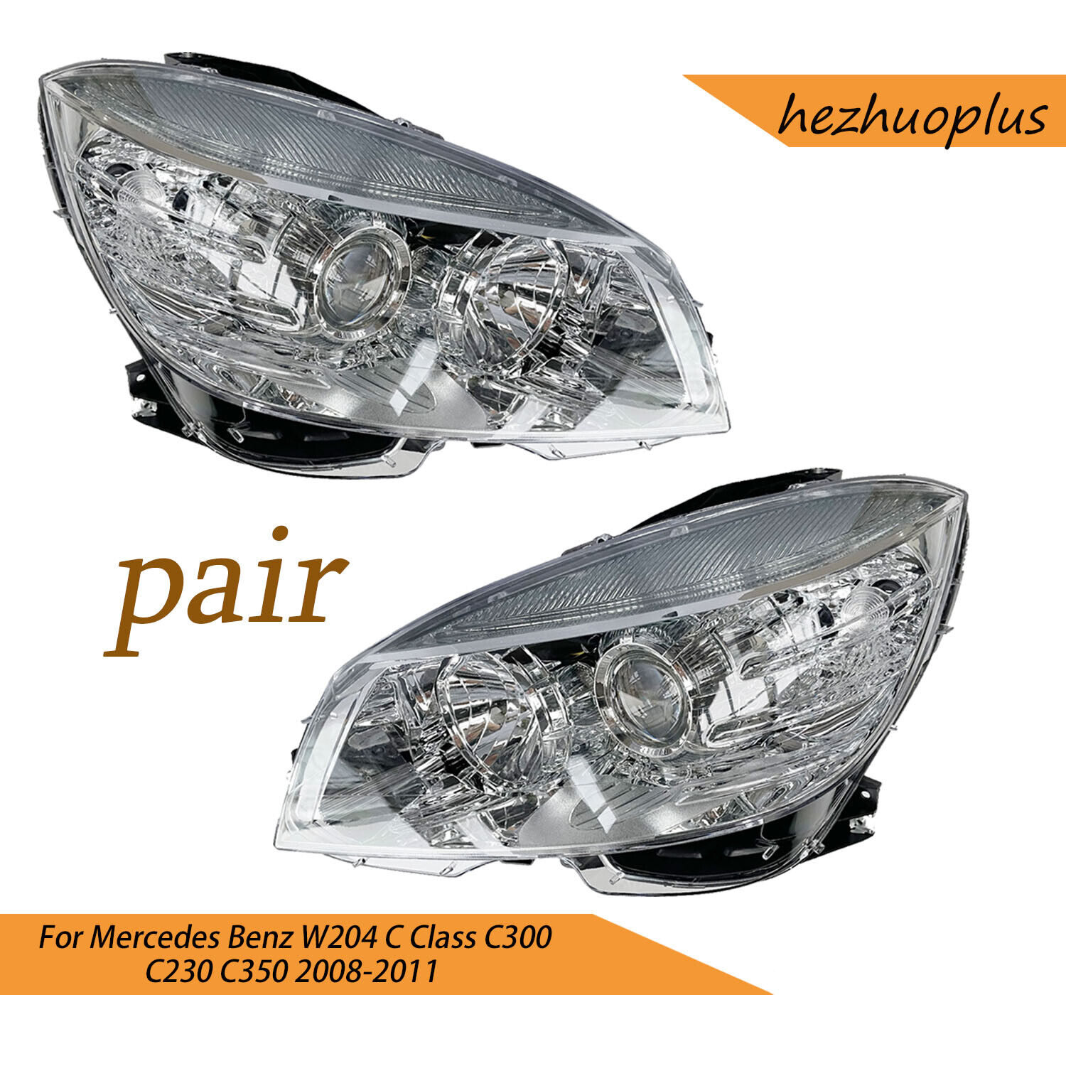 A Pair Halogen Headlight For Mercedes Benz W204 C Class C300 C230 C350 2008-2011