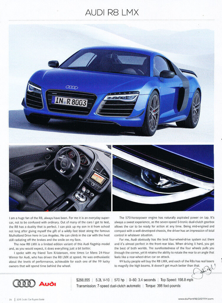 2015 Audi R8 LMS - Original Road Test Car Print Article J299