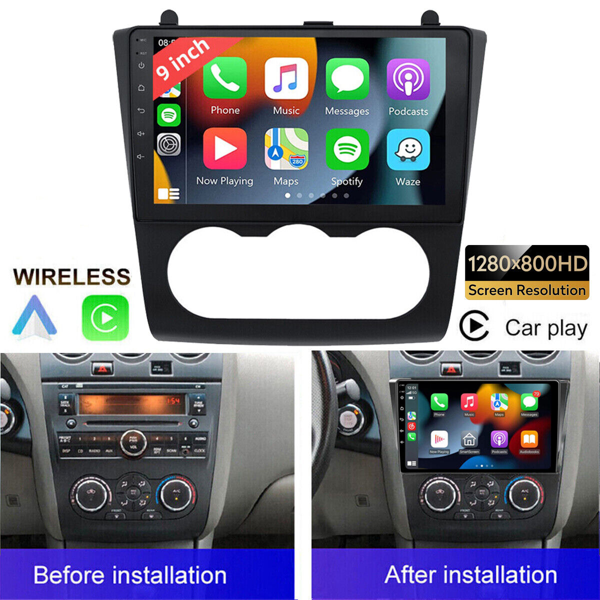 For 2008-2012 Nissan Altima Apple Carplay Car Radio Android GPS FM Stereo DSP