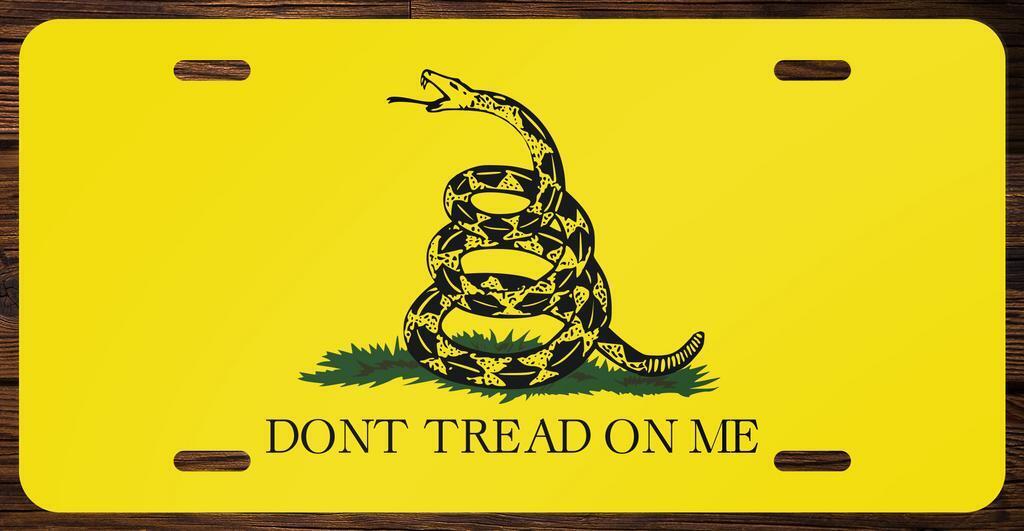 Don\'t Tread On Me Gadsden Flag Vanity Front License Plate Tag Printed Full Color