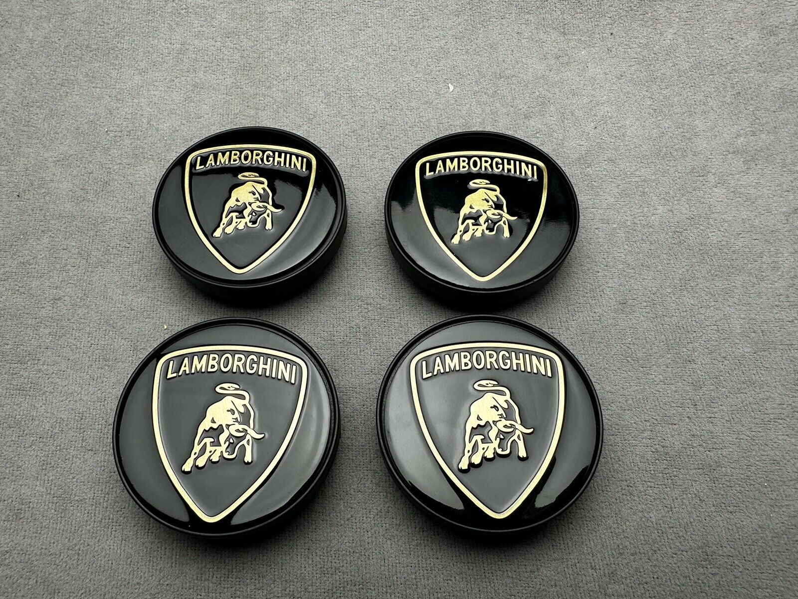 Factory Lamborghini Wheel Center Caps Gold Set 4 New Original Genuine OEM Bull