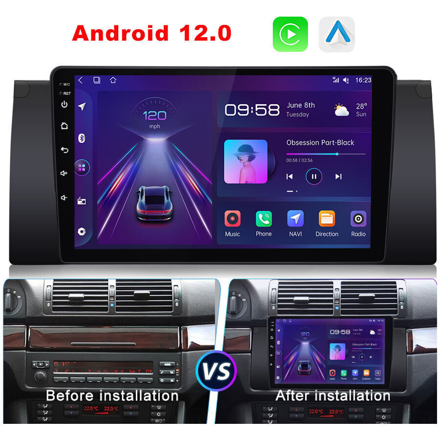 For BMW X5 E53 2000-2007 Android 12.0 Car GPS Stereo Radio CarPlay Bluetooth RDS