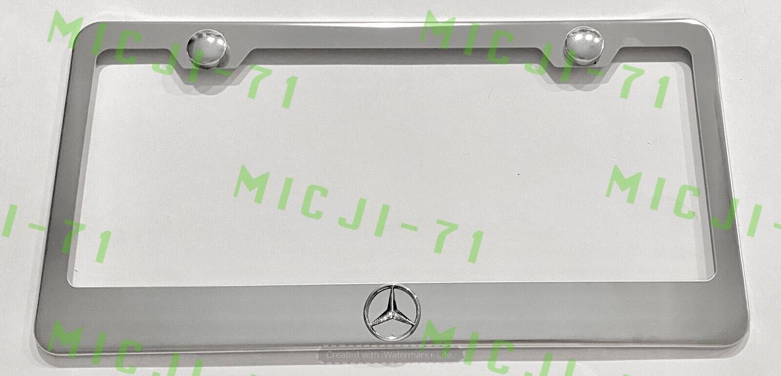 3D Mercedes Benz Raised Emblem Stainless Steel License Plate Frame Rust Free