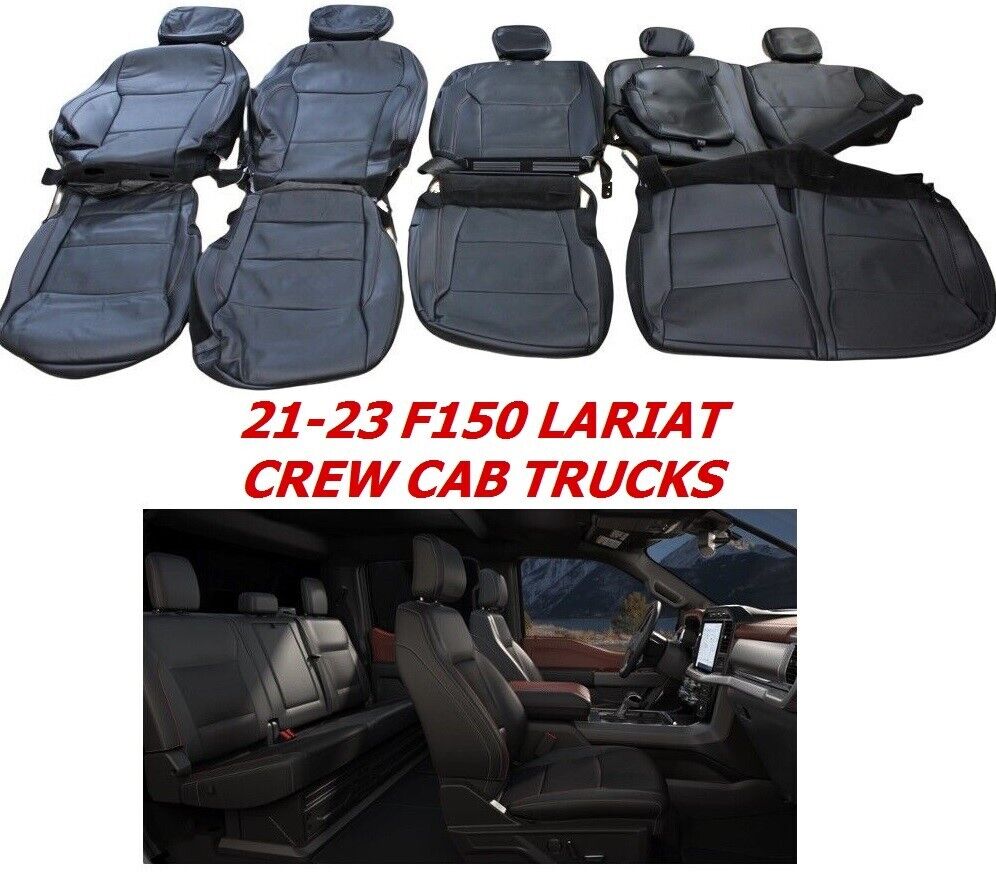 🔥Leather Seat Covers 21-23 F150 Truck LARIAT Black CREW CAB Factory New Takeoff