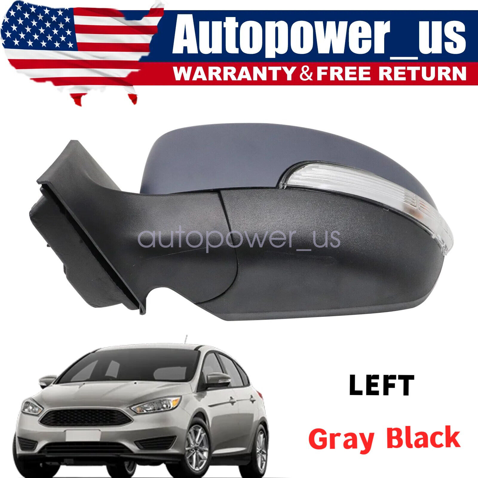Fit 2015-2018 Ford Focus Left Driver Side View Mirror With Light Hand F1EZ17683R