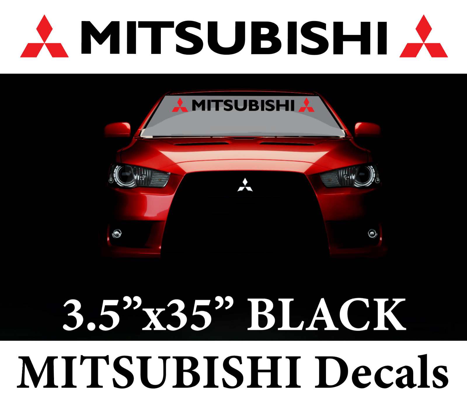 Mitsubishi Windshield Decal Car turbo Evolution DOHC Lancer Sport Sticker NEW