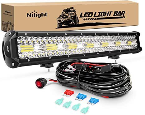 Nilight 20\'\' 420W Triple Row Flood Spot Combo LED Light Bar with Wiring Harness
