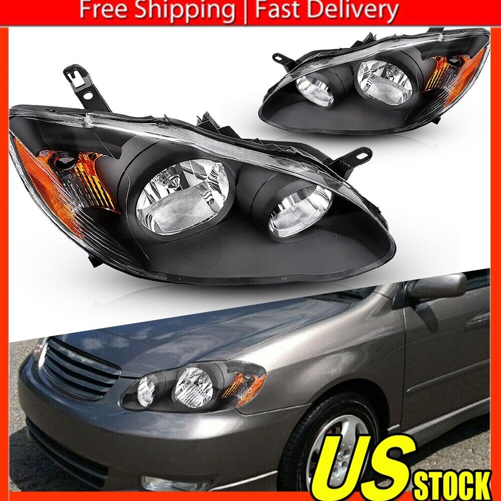 Set of 2 Headlights Assembly Fits For 2003-2008 Toyota Corolla Left+Right Side V