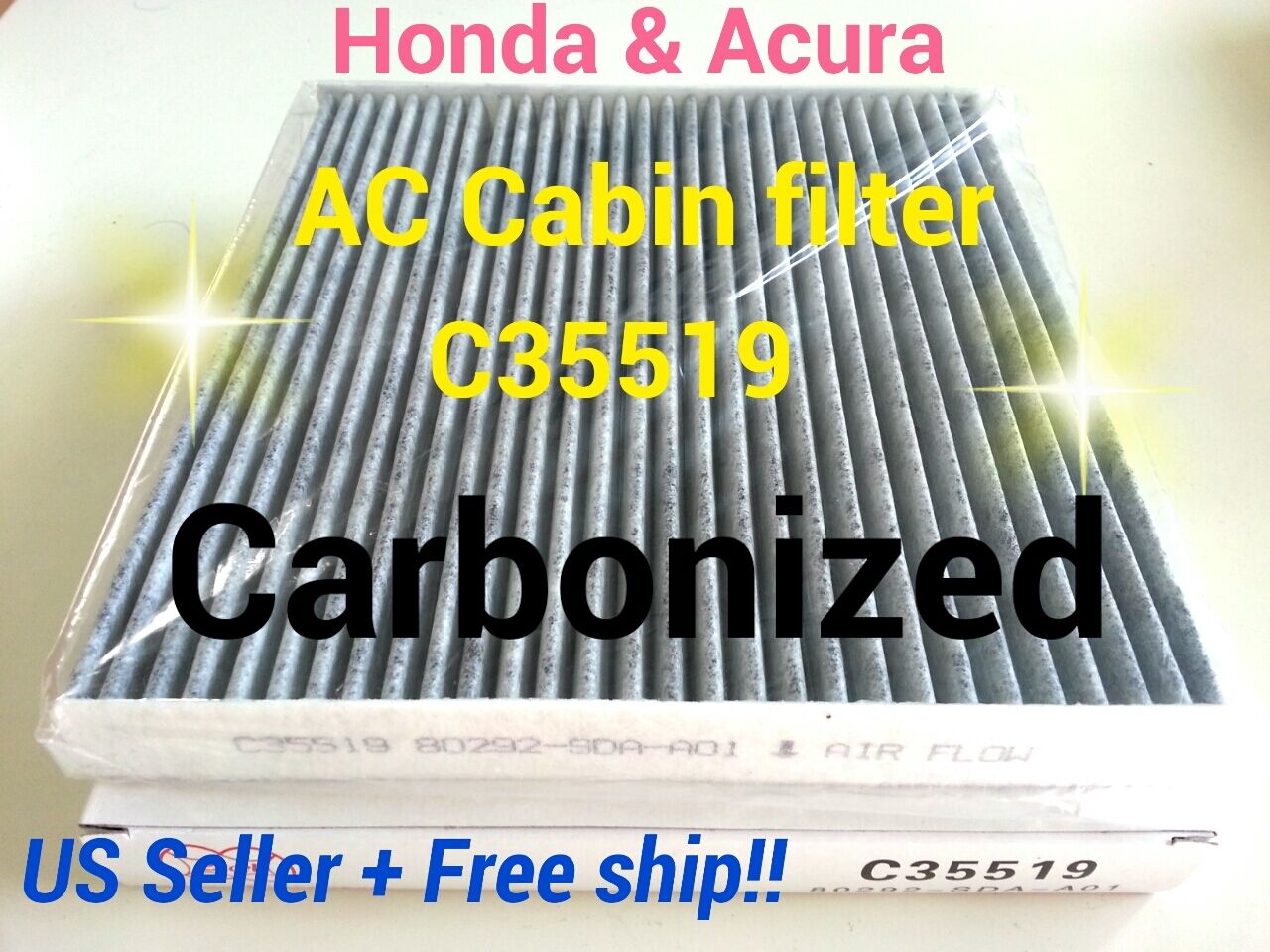 CARBONIZED C35519 For HONDA ACURA CABIN AIR FILTER Accord Civic CRV Odyssey...