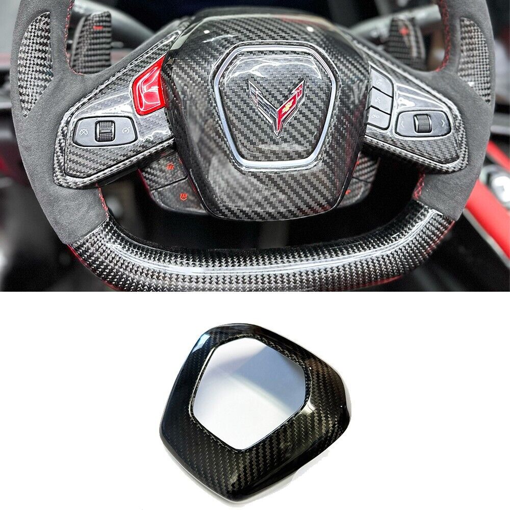 C8 Corvette Real Carbon Fiber Interior Steering Wheel Center Surround Cover
