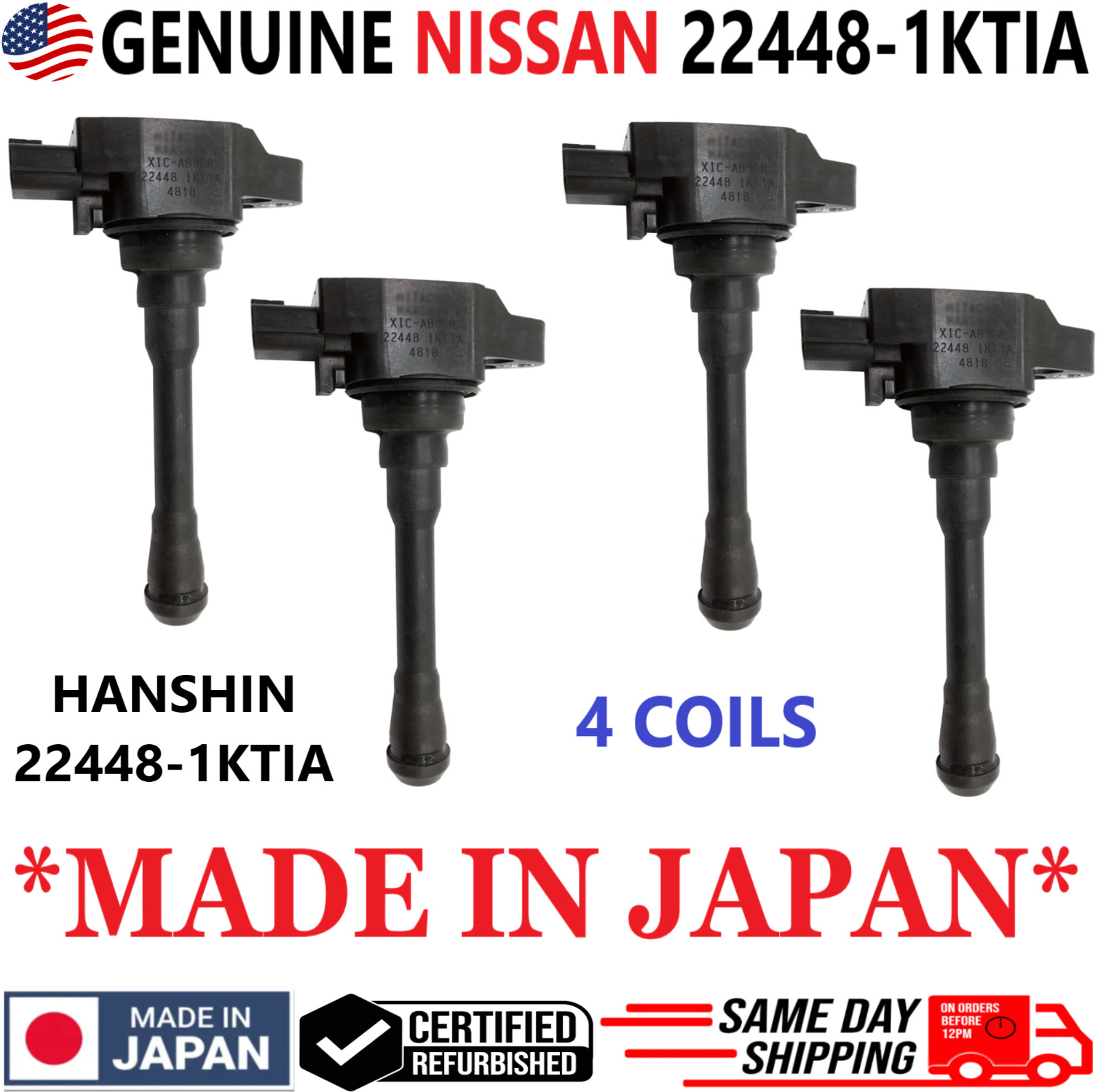 GENUINE Nissan Ignition Coils For 2007-2015 Nissan & Infiniti I4 V8, 22448-1KTIA