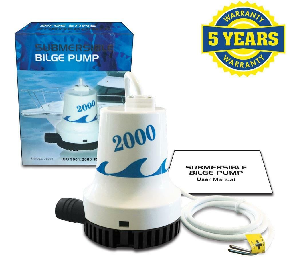 NEW  2000 GPH  Marine Bilge Pump 12 Volt Now with our Brand New 5 year Warranty