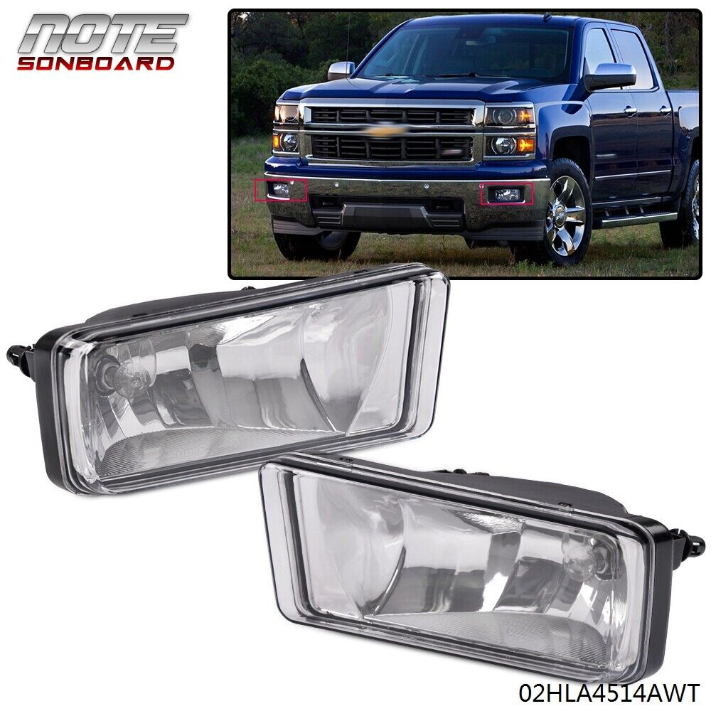 Fit For 07-15 Chevy Silverado 1500 2500 3500 Tahoe ​Clear Bumper Fog Lights Pair