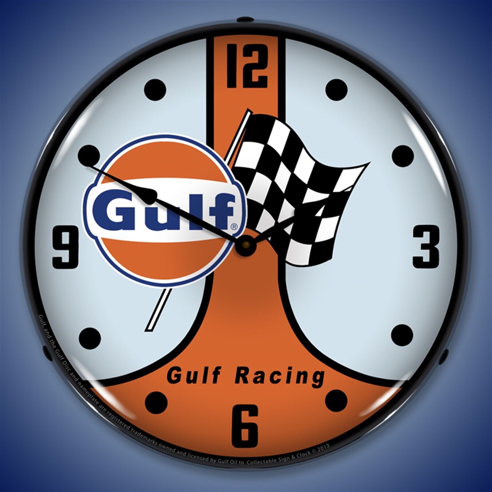 Gulf Racing GT40 Wall Clock, LED Lighted