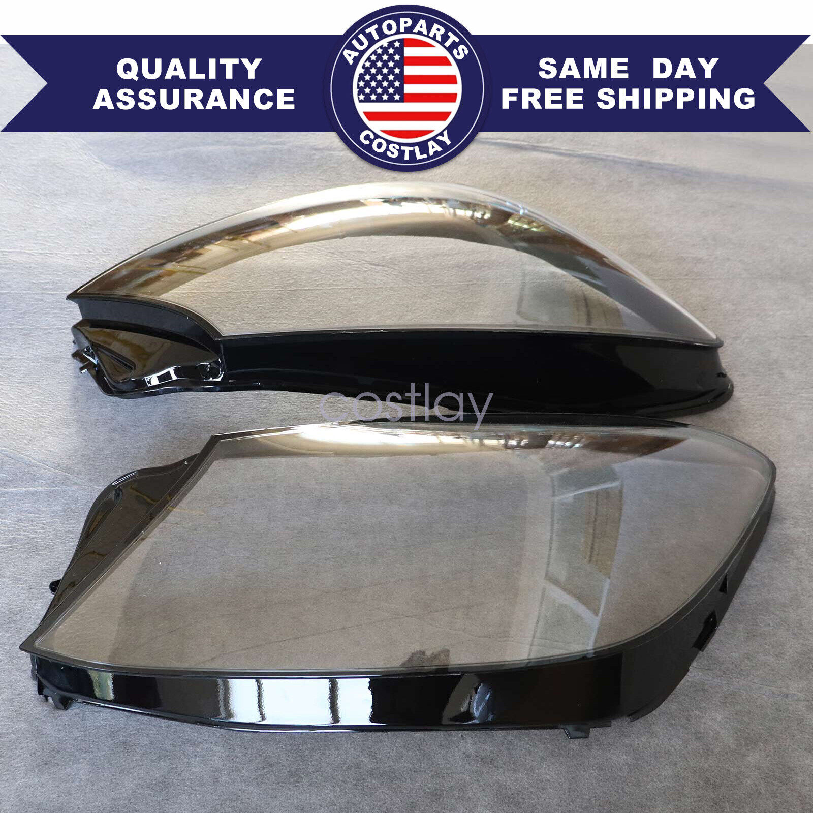 Fit Mercedes-Benz S W222 S450 S63 AMG 2018-20 Pair Headlight Lens Headlamp Cover