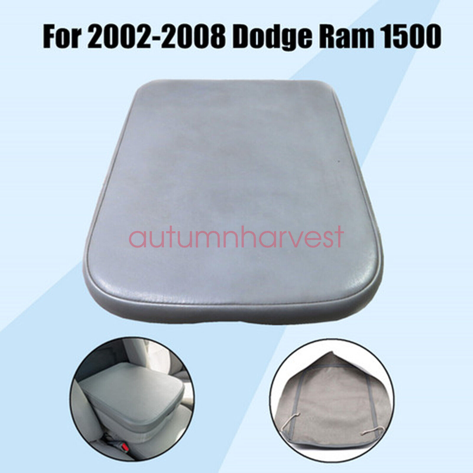 For Dodge Ram 2002-2008 Real Leather Center Console Lid Armrest Cover Gray