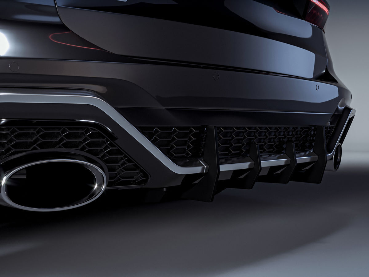 Performance Rear Bumper diffuser addon with ribs / fins For Audi RS6 C8